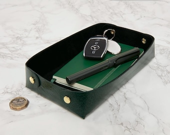 Bandeja de couro Montana: organizadora de mesa e cabeceira, fabricada na Inglaterra