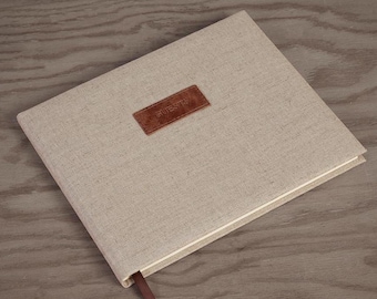 Linen Guest Book: Handmade Ivory Paper Visitor Album