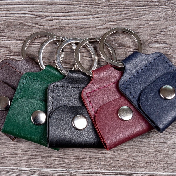 Leather Guitar Pick Holder, Coin Holder, SD Card Holder, Trolley Token Holder, Key Ring Pouch, Key Fob,ADT Alarm Fob Holder