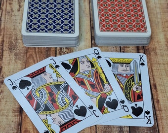 Helios Playing Cards, Blue & Red Geometric Design.