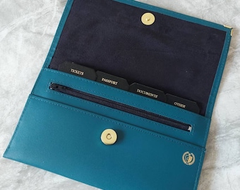 Deluxe Travel Organiser ,Passport holder , Travel Documents Organiser Real Leather Smooth Grained.