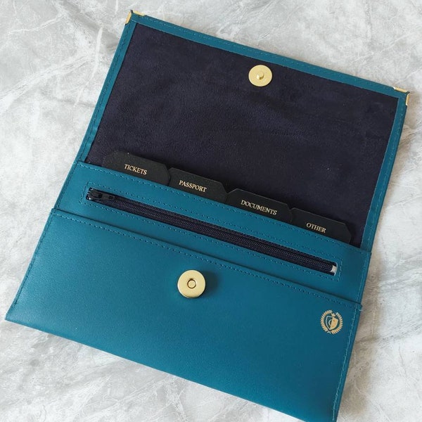 Deluxe Travel Organiser ,Passport holder , Travel Documents Organiser Real Leather Smooth Grained.