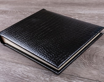 Leather Photograph Album ,Traditional Book Bound Album, Familey Photo Album, Travel Album, Anniversary Album, Croc Print Leather