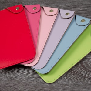 Real Leather Glasses Case: Tuscana Print, Press Stud Closure