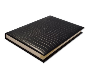 Leather A5 Address Book , Desk Address Book , Contacts Books, Croc Grained Print Real Leather