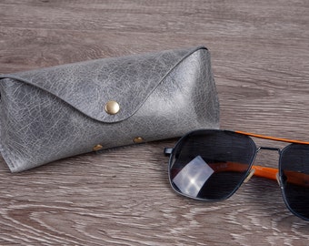 Rustic Leather Glasses Case: Hard Sunglasses Pouch, Made in England