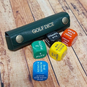 Golf Dice With Leather Case, Grooms Man&#39;s Gift, Golfing Gift