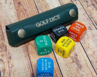 Golf Dice With Leather Case, Grooms Man's Gift, Golfing Gift