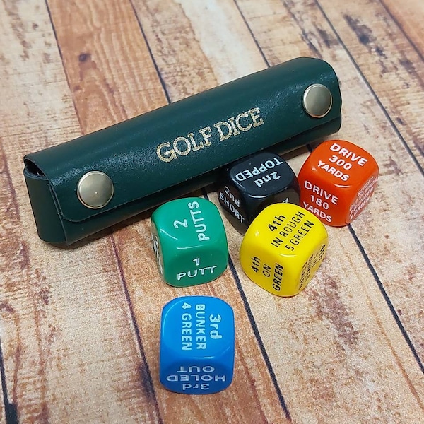 Golf Dice With Leather Case, Grooms Man's Gift, Golfing Gift