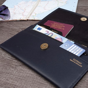 Portefeuille de documents de voyage en cuir de luxe, portefeuille organisateur de voyage, porte-passeport en cuir véritable