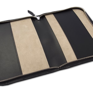 Funda para cuaderno A5 con cierre de cremallera para cuaderno Leuchtturn1917, Moleskine o Castelli, cierre elástico, piel auténtica de calidad superior