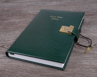 Leather Five Year Diary: Lockable Memory Book, Made in England