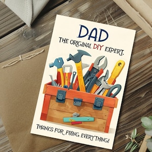 Father's Day Card | Dad card | DIY card | Handyman dad | DYI expert dad | Toolbox card | Printable Pdf | Dad Birthday | DIGITAL Download