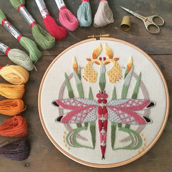 Dragonfly Crewel Embroidery Kit: Halcyon Day, Advanced Level