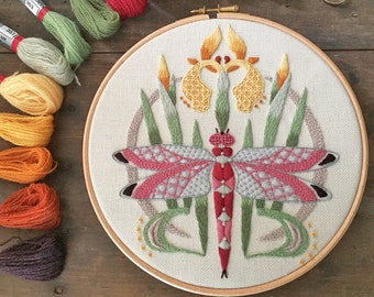 Dragonfly Crewel Embroidery Kit: Halcyon Day, Advanced Level