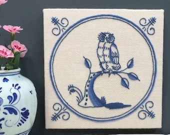 Heritage Range Delftware Owl Crewel Embroidery Kit, Heritage range delftware Owl crewel kit