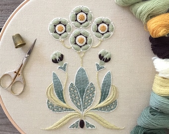 Crewel kit The Auricula Collector, Crewel Embroidery Kit The Auricula Collector, Crewelwork Embroidery Kit The Auricula Collector