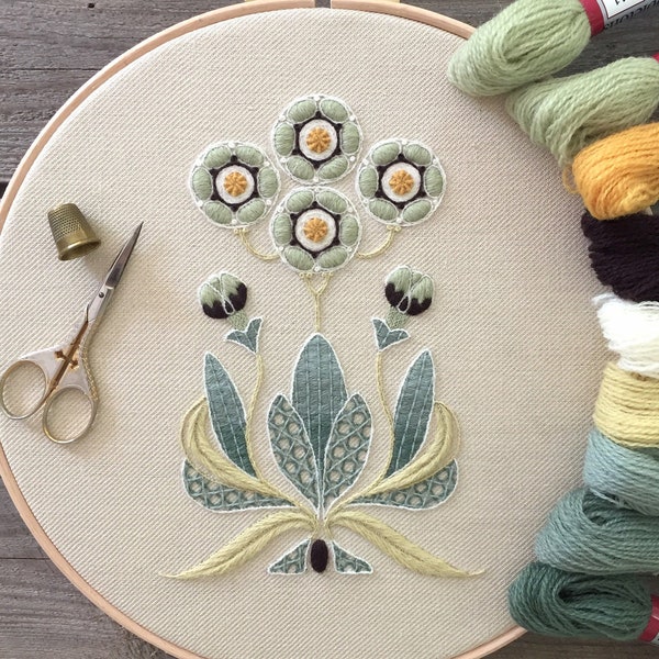 Kit Crewel The Auricula Collector, Kit de broderie Crewel The Auricula Collector, Kit de broderie Crewelwork The Auricula Collector