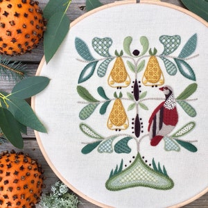 Crewel Embroidery Kit: Partridge in a Pear Tree, Intermediate Level