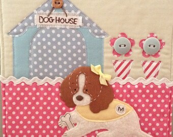 Hand Crafted Applique, Texile Art for Children "Molly's In The Dog House"