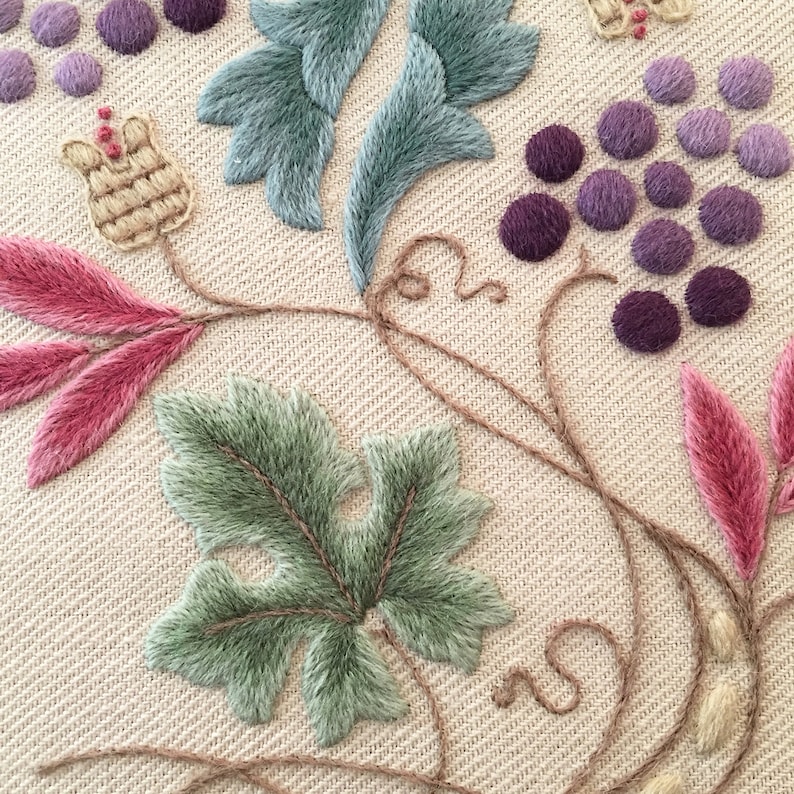 Crewel Kit Grapevine and Pippins Crewel Embroidery Kit Etsy