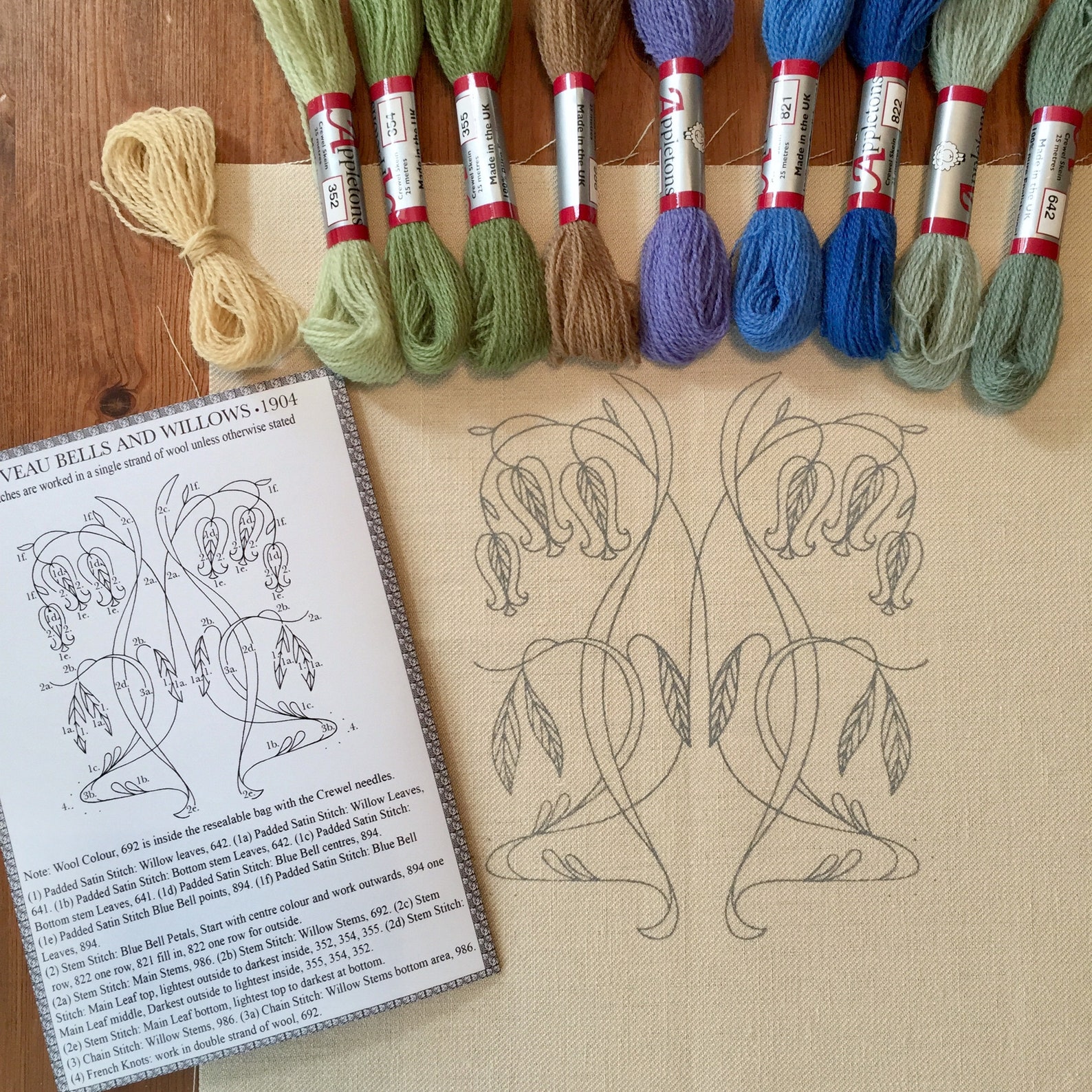 Crewel Kit Nouveau Bells and Willows Crewel Embroidery Kit - Etsy