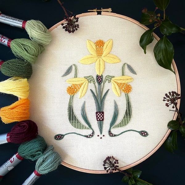 Crewel kit The Narcissi Collector, Crewel Embroidery Kit The Narcissi Collector, Crewelwork Embroidery Kit The Narcissi Collector