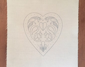 Printed Linen Twill Heart And Squirrels