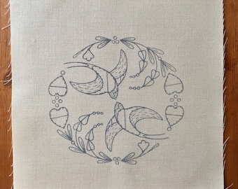 Printed Linen Twill Swallows Flight