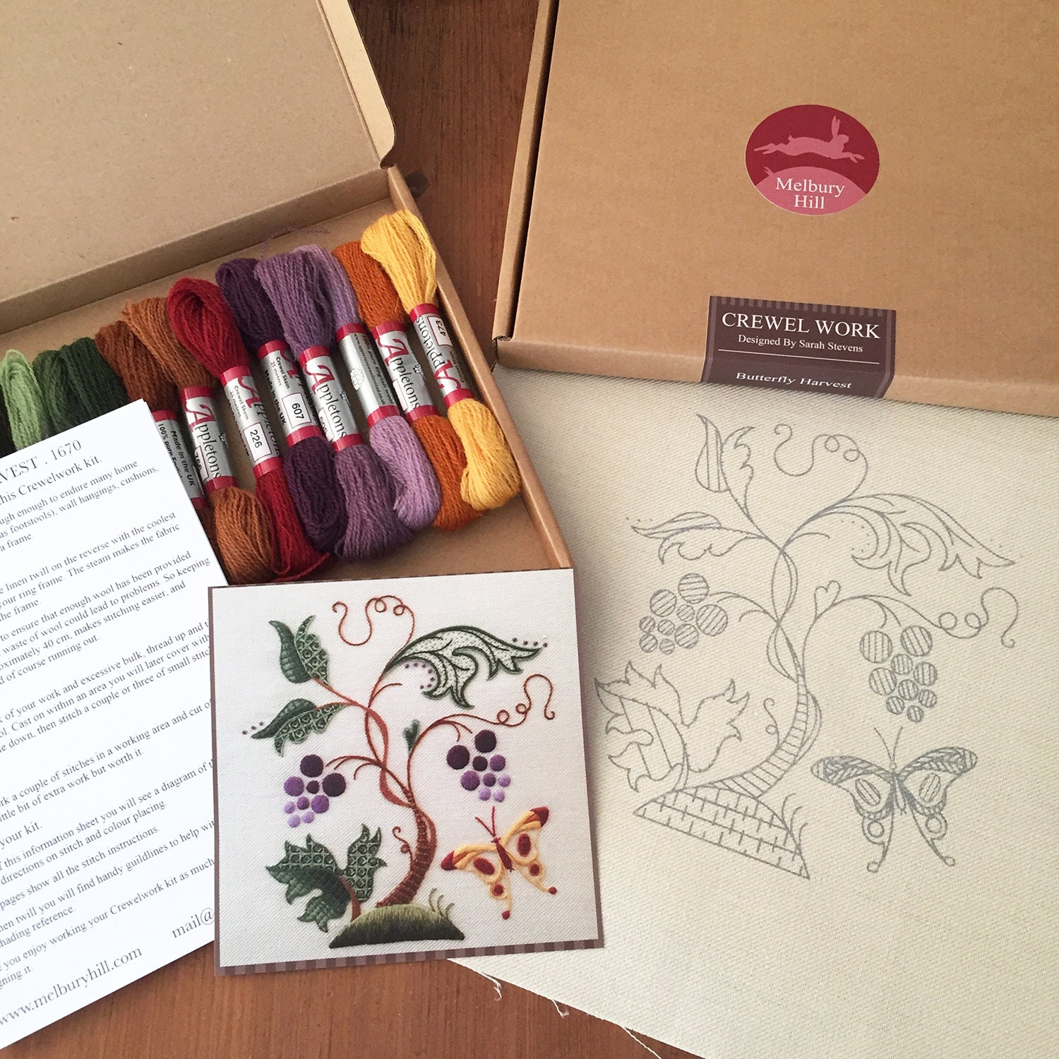 ピリオド4枚 Butterfly Harvest Crewel Embroidery Kit: Advanced Level - Etsy