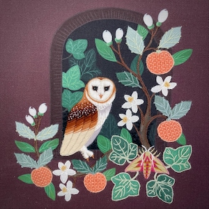 Silent Night Owl, Crewel Embroidery Kit, Advanced Level.