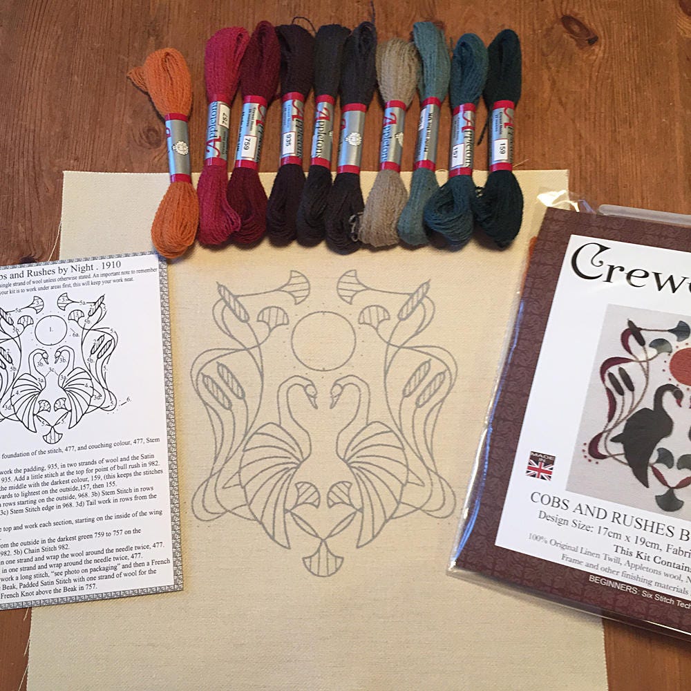 Crewel Kit Cobs and Rushes by Night Crewel Embroidery Kit | Etsy