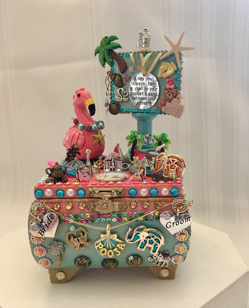 Custom Jewelry Box Gift For Indian Bride Beach Theme Jewelry Box For Bride Custom Bollywood Shower Gift Personalized Gift For Bride