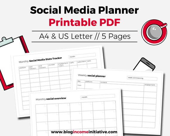 Social Media Planner Blog Planner Printable Blog Planner