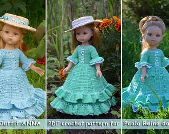 PDF Doll Clothing Crochet Pattern «ANNA» – Outfit for Paola Reina dolls.