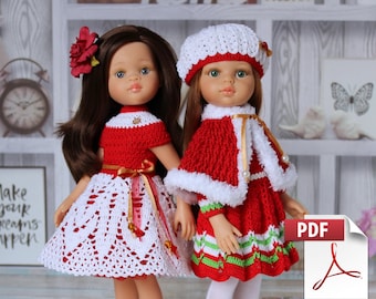 PDF doll clothing crochet pattern " Four Season" - outfit for  13" dolls like Paola Reina