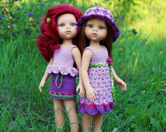 PDF doll Clothing Crochet Pattern "Inspiration of Garden" – outfit for Paola Reina 13 inch dolls.