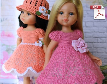 Crochet Doll Dress Pattern: Martha Outfit for 13" Dolls (PDF Pattern)
