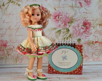 Vestiti per la bambola Paola Reina da 33 cm: abito, cerchietto, scarpe e sottoveste.