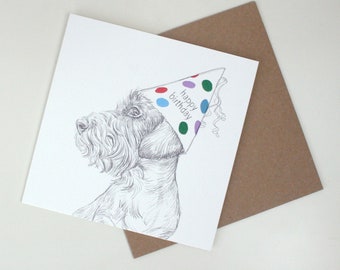 Illustrated Wire Haired Dachshund Birthday card