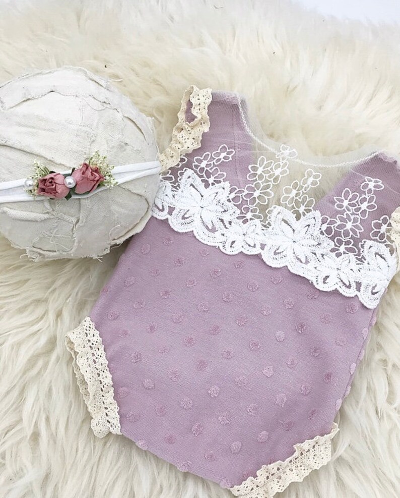 Newborn Photography Set Bodysuit and Hairband