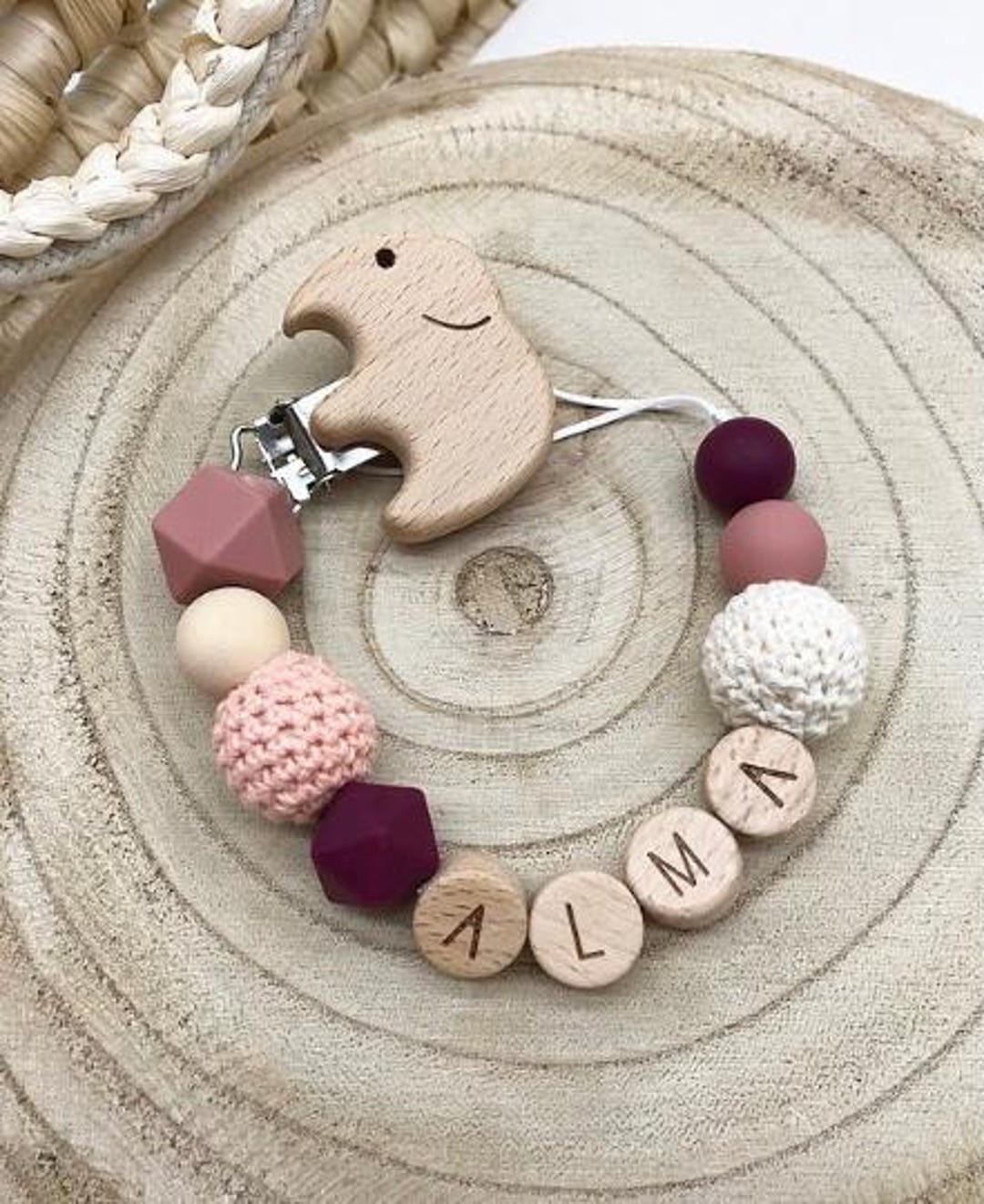 Unique Pacifier Chain Personalized Pacifier Chain With Name for Girls | Elephant Clip With ...
