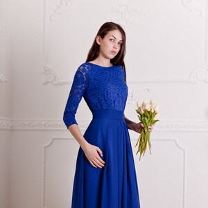 Blue gown with jacket sales