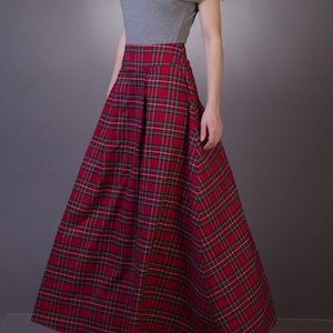 Wool plaid skirt- 3 colors. Long tartan skirt with pockets. Women autumn winter skirt - 39 inches length