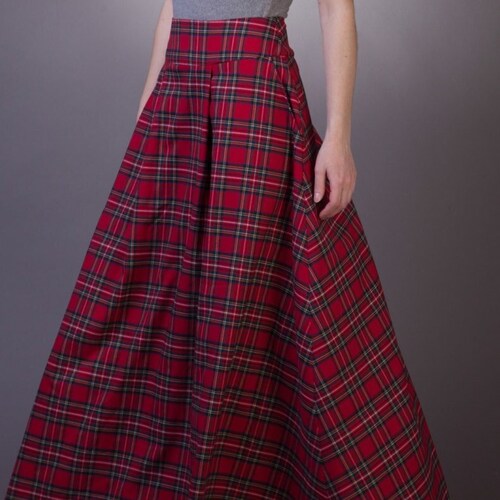 Wool Plaid Skirt 4 Colors. Long Tartan Skirt With Pockets. - Etsy