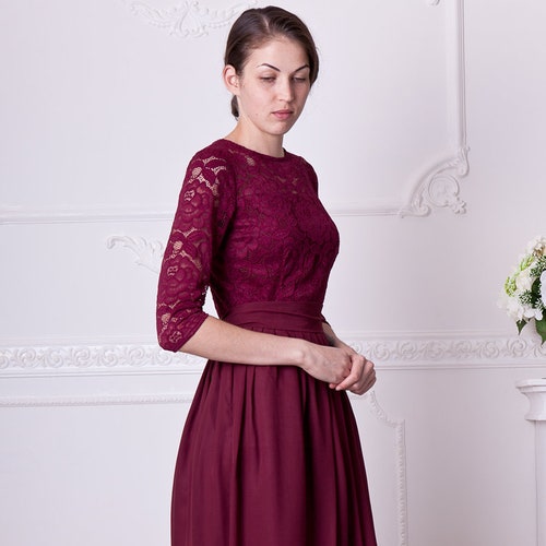 Sleeves. Bridesmaid Lace Dress 