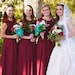 Long burgundy bridesmaid dress with cap sleeves. Modest lace dress floor length - 15+ colors (use links in description to see color)