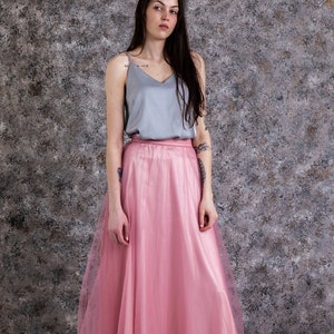 Tulle skirt and silk top set. Two piece bridesmaid dress women. Customized 2 piece dress - add detailes in personalization