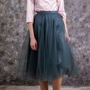 Swamp green tulle skirt. Soft luxury tulle bridesmaid skirt - any length, over 140 colors
