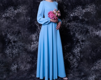 Mother of the groom dress long. Modest formal gown with pockets floor length - 35+ colors